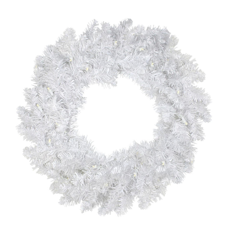Couronne de Noël artificielle 24 po avec lumières DEL en forme de pin blanc