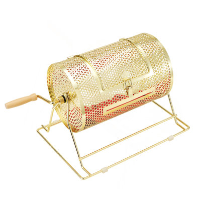 Raffle Drum,Holds 2500 Tickets Or 100 Ping Pong Balls, Metal Lottery Spinning Drawing With Wooden Turning Handle,11.6 X 7.48 Inch Brass Plated Raffle Ticket Spinning Cage, For Bingo Ballot Pa