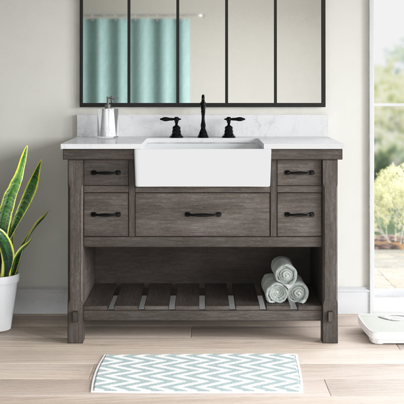 Villareal 48'' Single Bathroom Vanity with Engineered Stone Top, Classical Gray