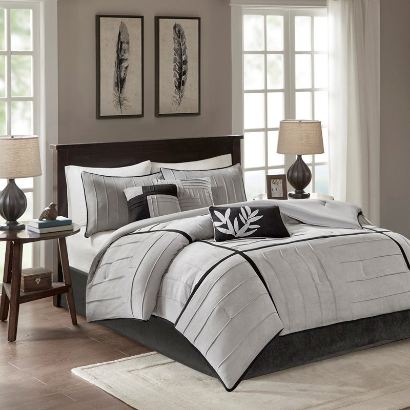 Édredon très grand en faux daim gris et qualité de lit attrayante, Grey