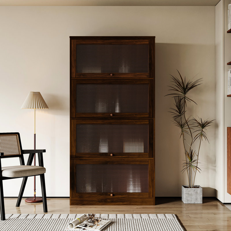 Armoire de rangement pour livres avec tablettes et portes basses en verre de conception moderne