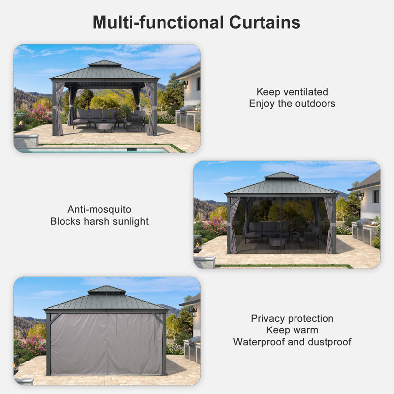 13 Ft. W x 13 Ft. D Steel Patio Gazebo