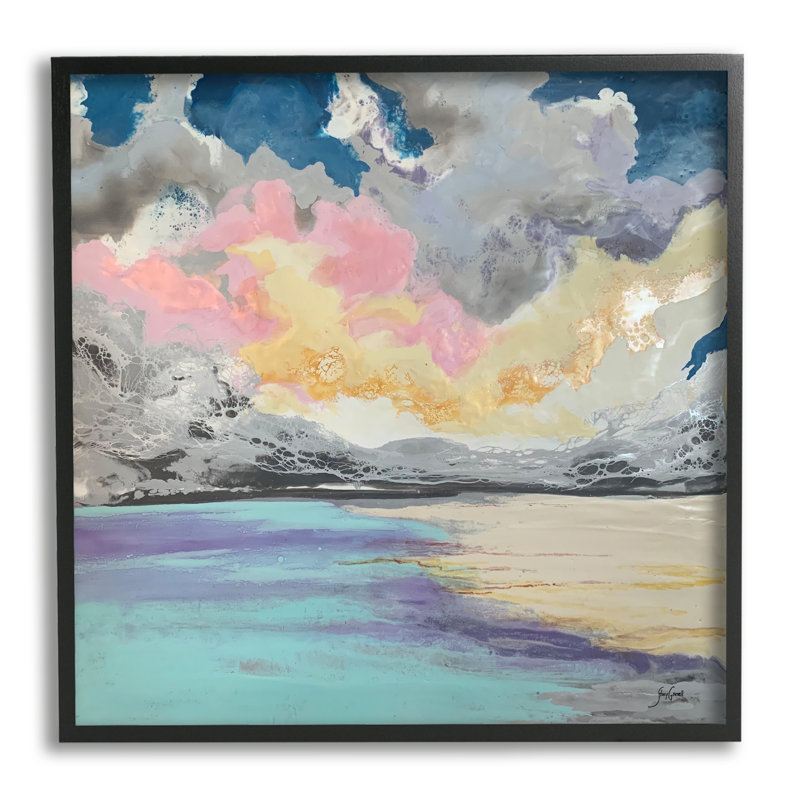 «Modern Sunrise Clouds Panoramic Ocean Surface View» par Stacy Gresell - cadre flottant, reproduction d'art sur bois