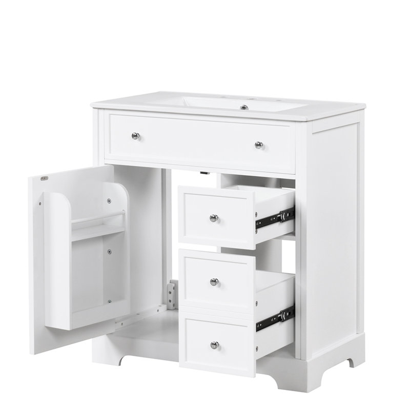 Meuble-lavabo 30 po avec comptoir d'évier, meuble-lavabo, Blanc