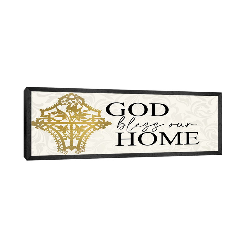 Bless Our Home by Kimberly Allen - Panoramic Print on Canvas, 50.8cm H x 152.4cm W x 3.81cm D, Black Framed