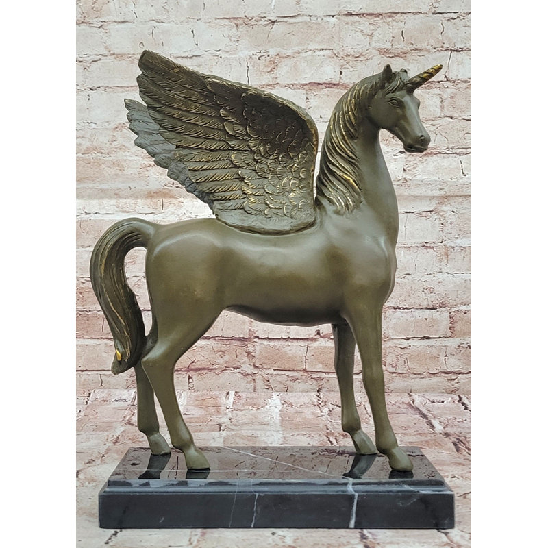 Statue bronze de licorne de Pégase en bronze - sculpture de cheval ailé mythique