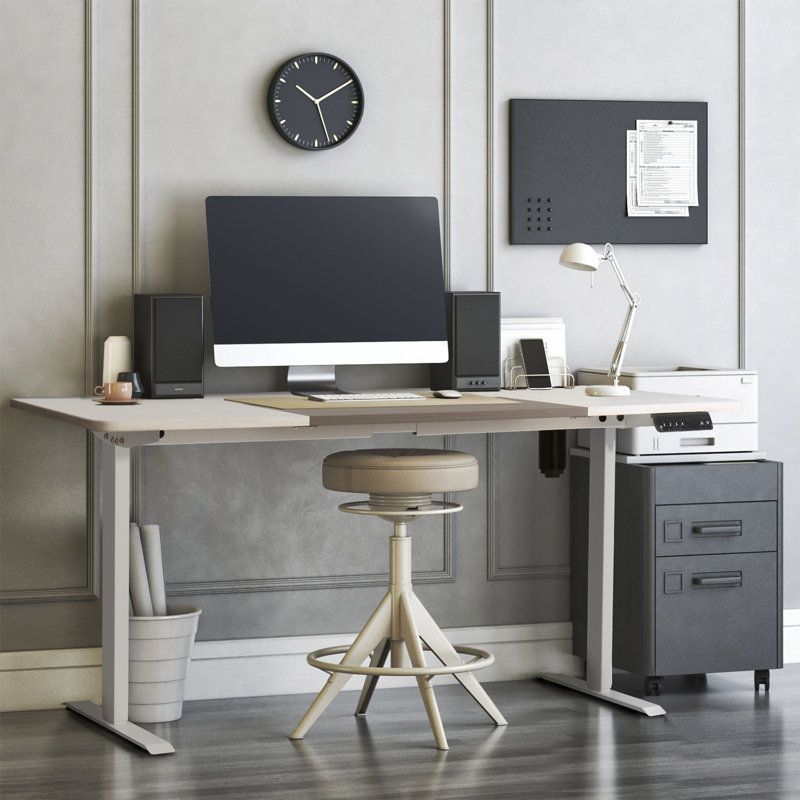 55" X 28" Electric Height Adjustable Standing Desk, White