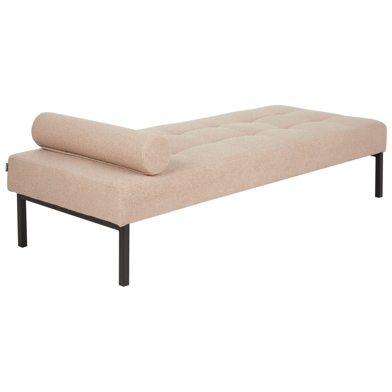 Shanel Upholstered Chaise Lounge, Beige Boucle