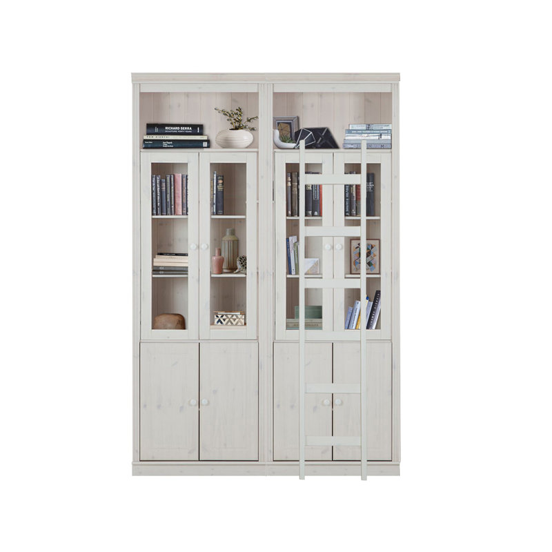 Demetricia 223cm H x 148cm W Library Bookcase, White