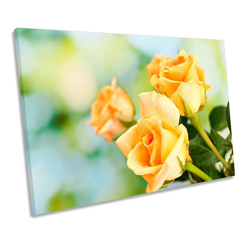 Yellow Rose Flower Floral - Wrapped Canvas Print, 81.3cm H x 121.9cm W x 4cm D