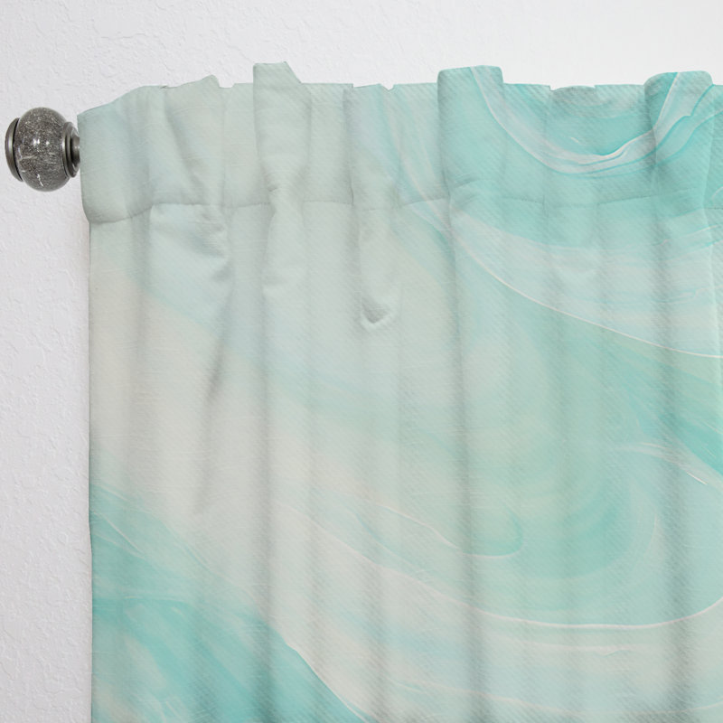 Britlynn Teal Storm And Wave Expression I - Nautical Velvet Curtain - Room Darkening - 1 panel, 52" W x 84" L