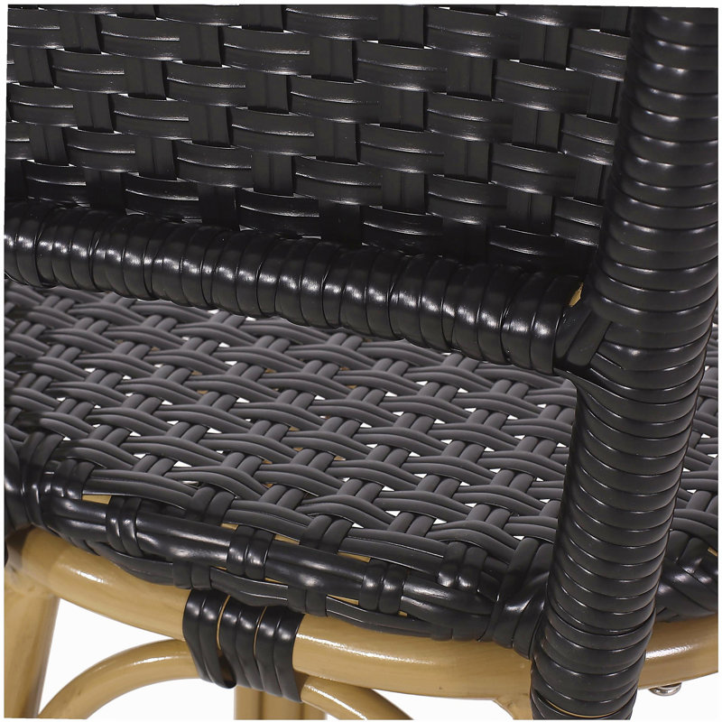 29,5 po d'extérieur français, 2, noir, aluminium et PE, rouille, sans coussins, style de meuble 2,