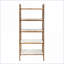 Bibliothèque Mid-Century moderne à 5 tablettes avec tablettes blanc cassé et amp; Base pacane | Cadre en bois massif-187630932