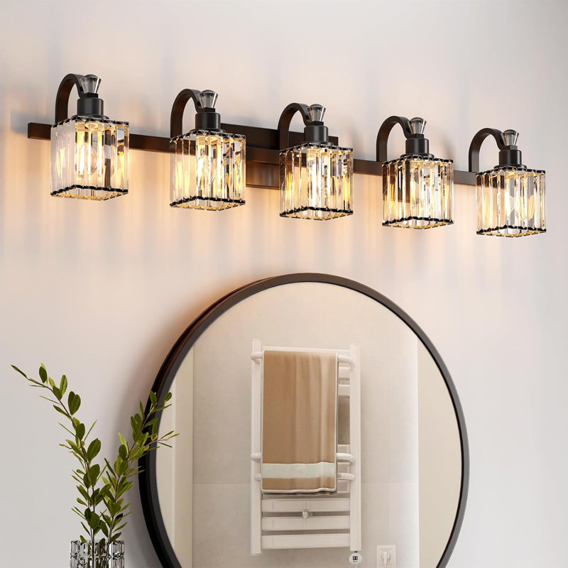 Luminaires de salle de bain modernes en cristal, Noir, noir, noir, noir