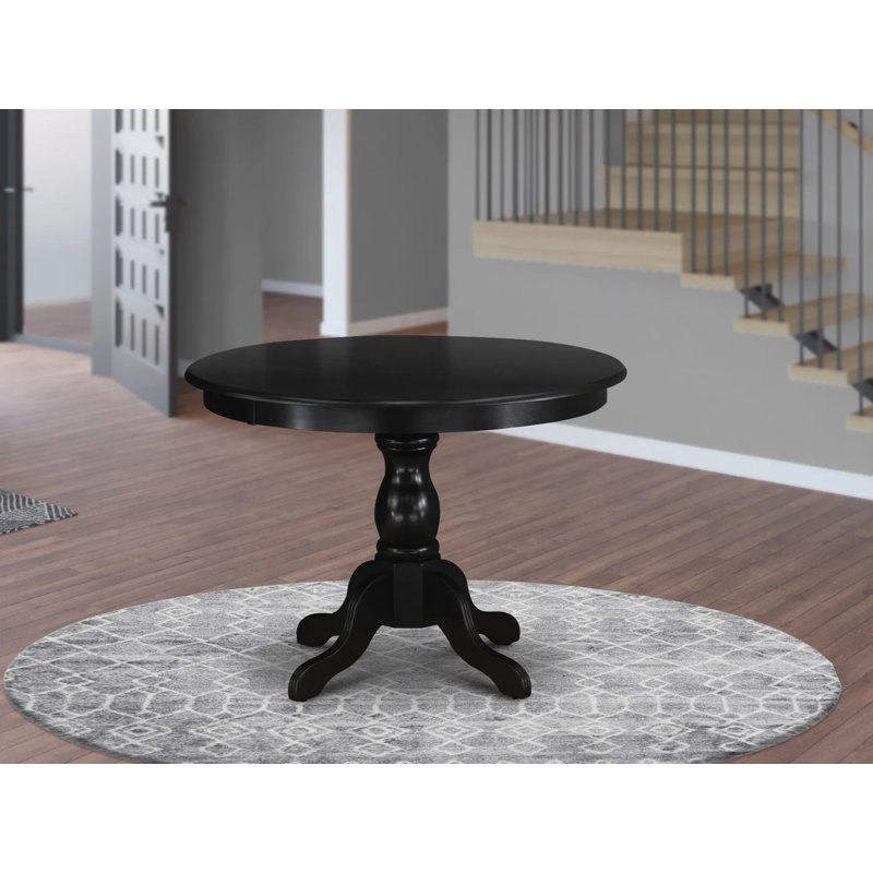 Hartland Kitchen Table - a Round Dining Table Top with Pedestal Base, Wire brushed Black, Wirebrush Black