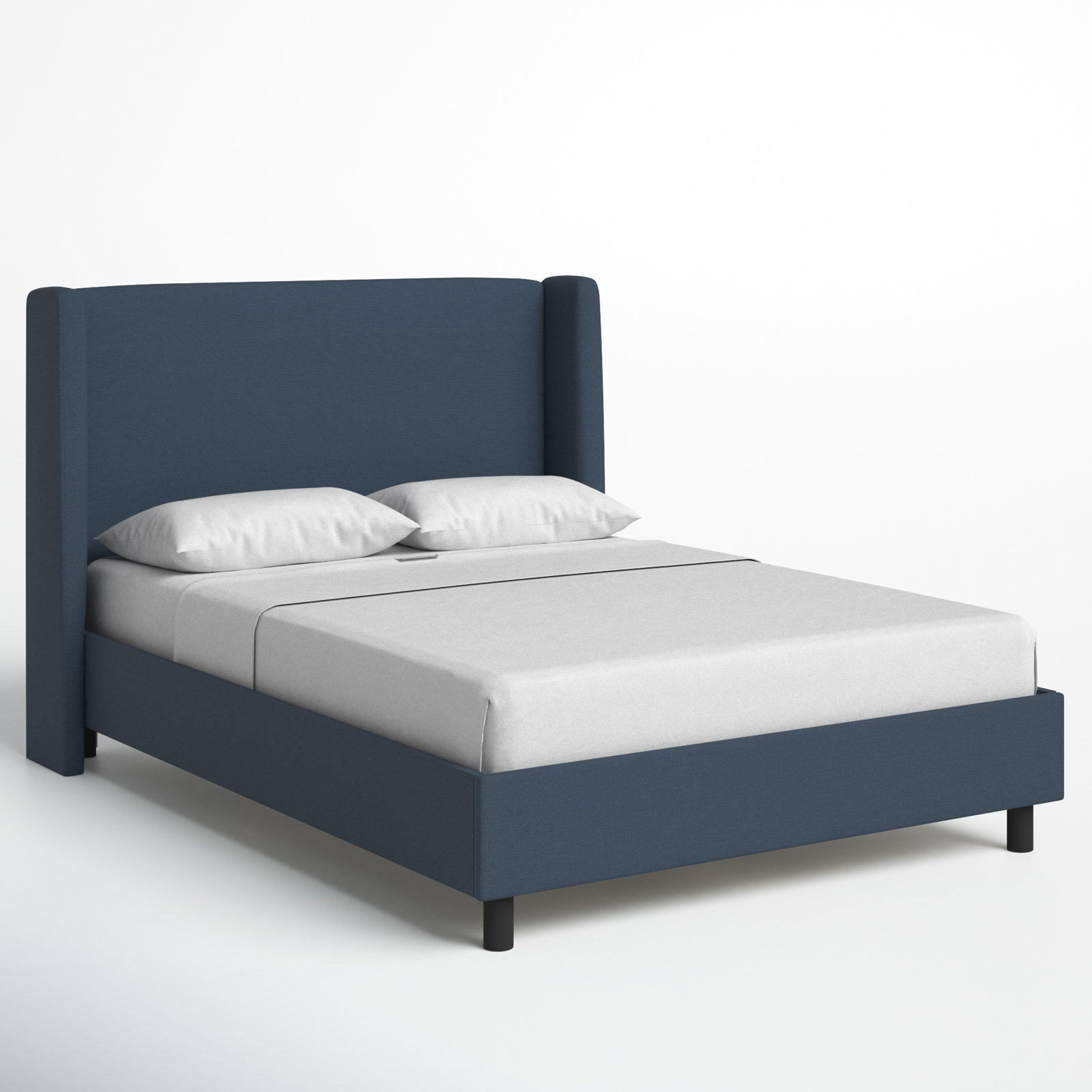 Tilly Upholstered Low Profile Platform Bed, California King, Classic Navy Linen