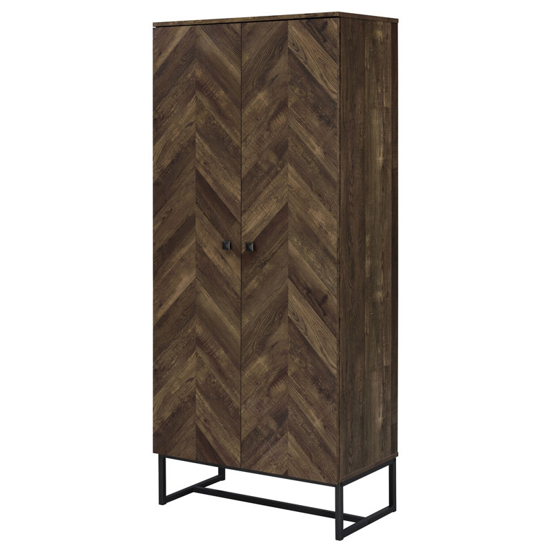 Gunderson Rustic Oak and Gunmetal 8-Shelf Accent Cabinet