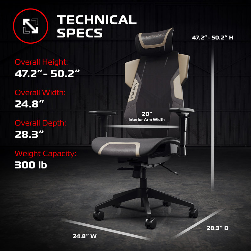 Fauteuil de jeu et de jeu ergonomique avec support lombaire RESPAWN FLExx, Brun