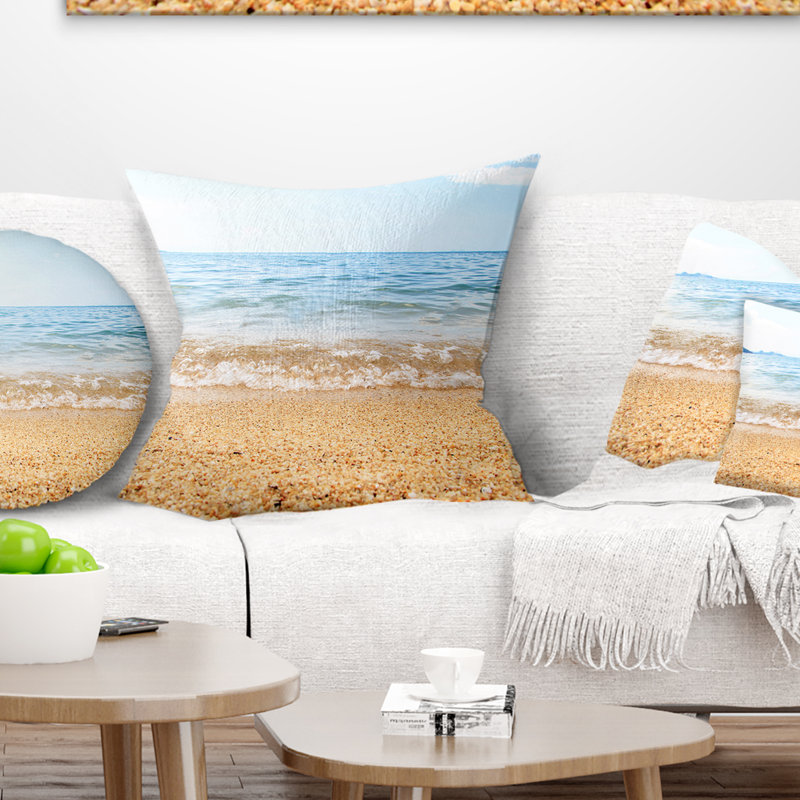 Bord de mer bleu avec galets - coussin imprimé Sea & Shore, 16 po x 1 po, Coussin décoratif