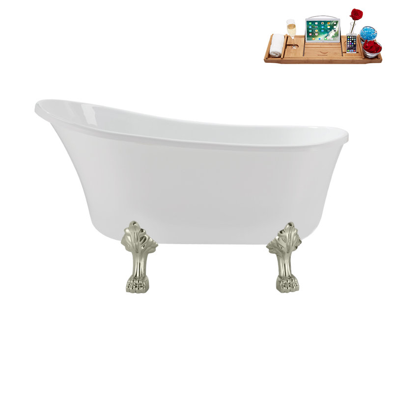 51.2'' x 25.6'' Soaking Acrylic Bathtub, Brushed Nickel, Brushed Gold