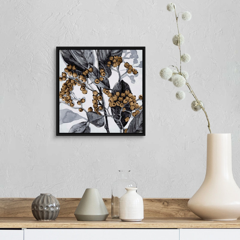 «Holly Shadow II» par Emma Caroline - reproduction d'art sur toile, Cadre noir, H 14 po x l 14 po x P 1,75 po