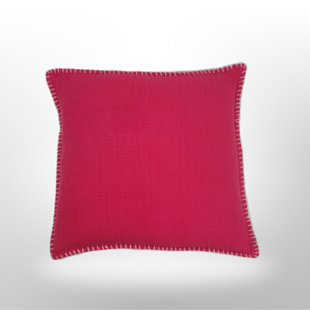 Coussin en mousseline Ls Denim Wash avec surpiqûre - Viva Magenta
