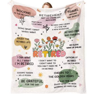 Cadeau de retraite pour femme, couverture de cadeaux de retraite heureux pour femmes, cadeaux de retraite pour femmes Amis, maman, infirmière, enseignant, collègues, couverture de retraite 30 po x 40 po