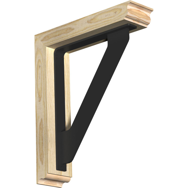 Support traditionnel en fer simple de 2 po d'épaisseur, H 23 po x P 20 po, Sapin Douglas (l 4 po x P 4 po)