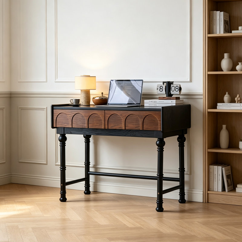 Petit bureau en bois massif de style français rétro, H 30,31 po x l 39,37 po x P 19,68 po