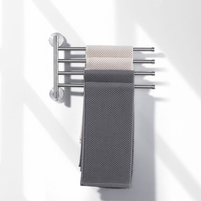 Porte-serviettes mural à 4 bras pivotants en acier inoxydable SUS 304 de 12 po avec accessoires Conceal