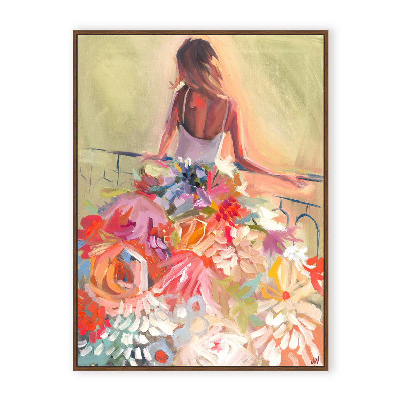 Nature Inspired Blossom Reverie: The Enigmatic Backdrop, Framed Canvas, 48" H x 36" W x 2.375" D, White