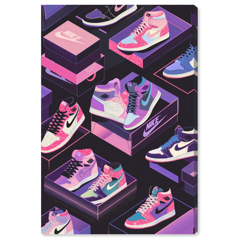 «Neon Pastels Sneakers» par Art Remedy, H 54 po x l 36 po, Toile tendue