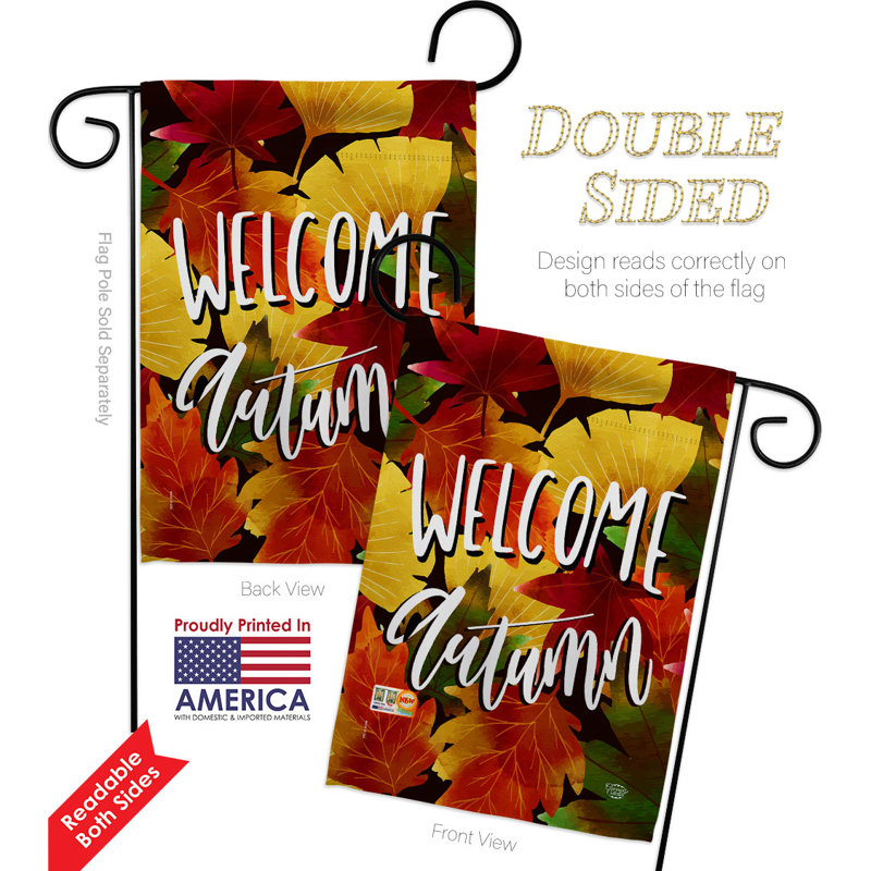 Ensemble de drapeaux en polyester 19 x 13 po Welcome Autumn Leaves