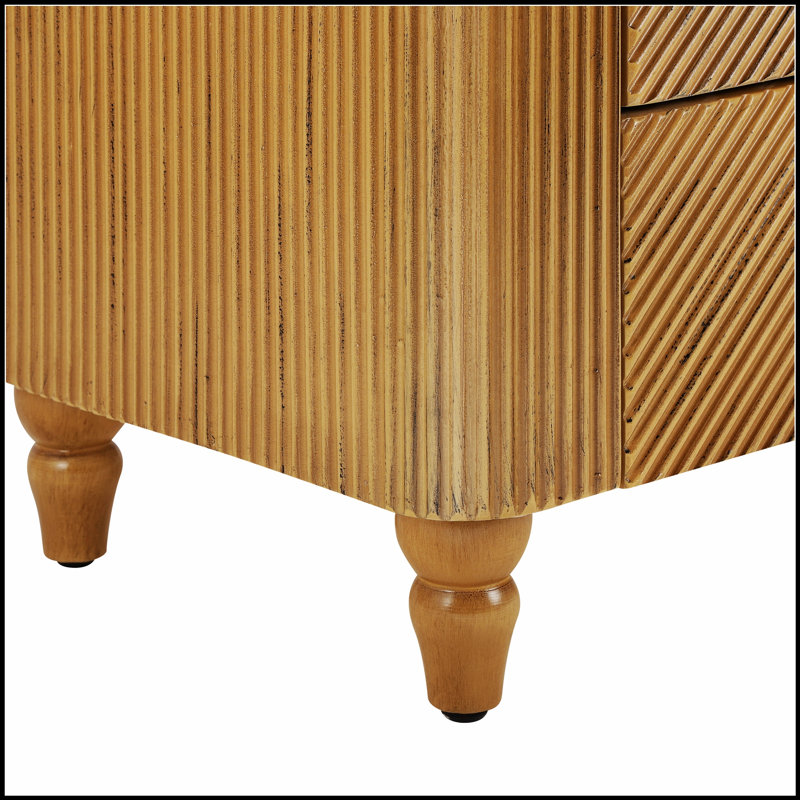 Table de chevet 3 tiroirs Mid-Century, Natural
