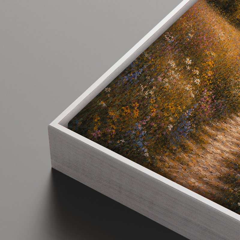 Art mural sur toile encadrée - Chemin de prairie ensoleillé sous un ciel dramatique - 16 po x 24 po, 24 po x 36 po, White