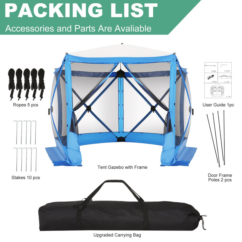 10FTx10FT Screen Room with Mosquito Netting, Blue