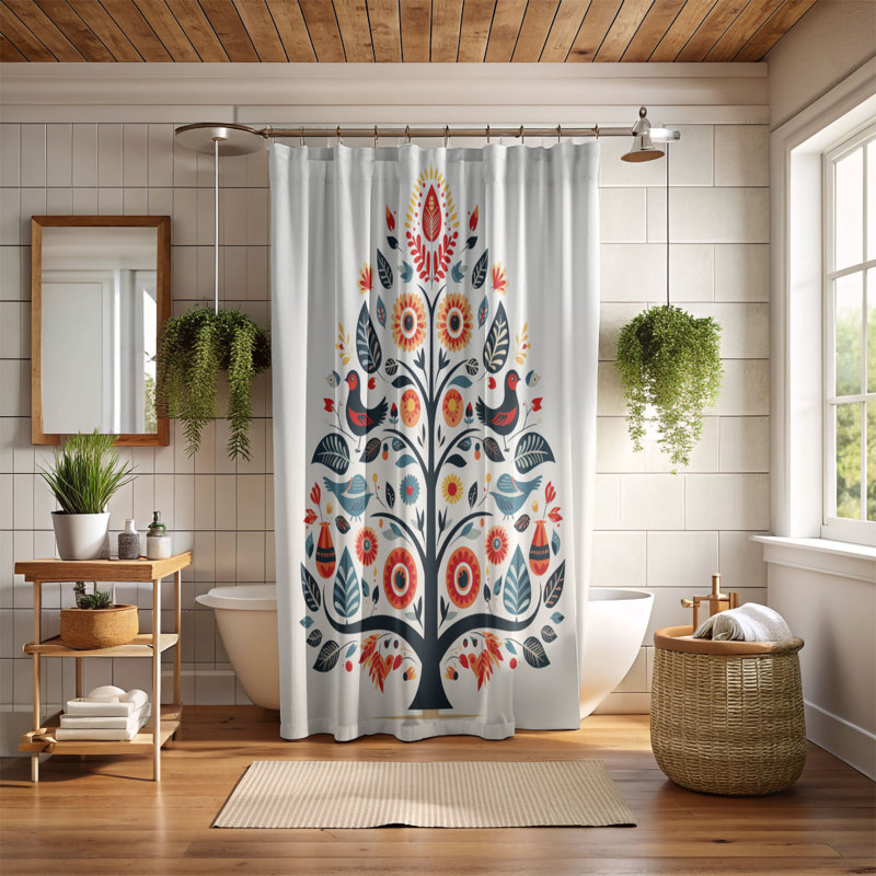 Rideau de douche 1 pièce Scandi Festive, H 74 po x l 71 po