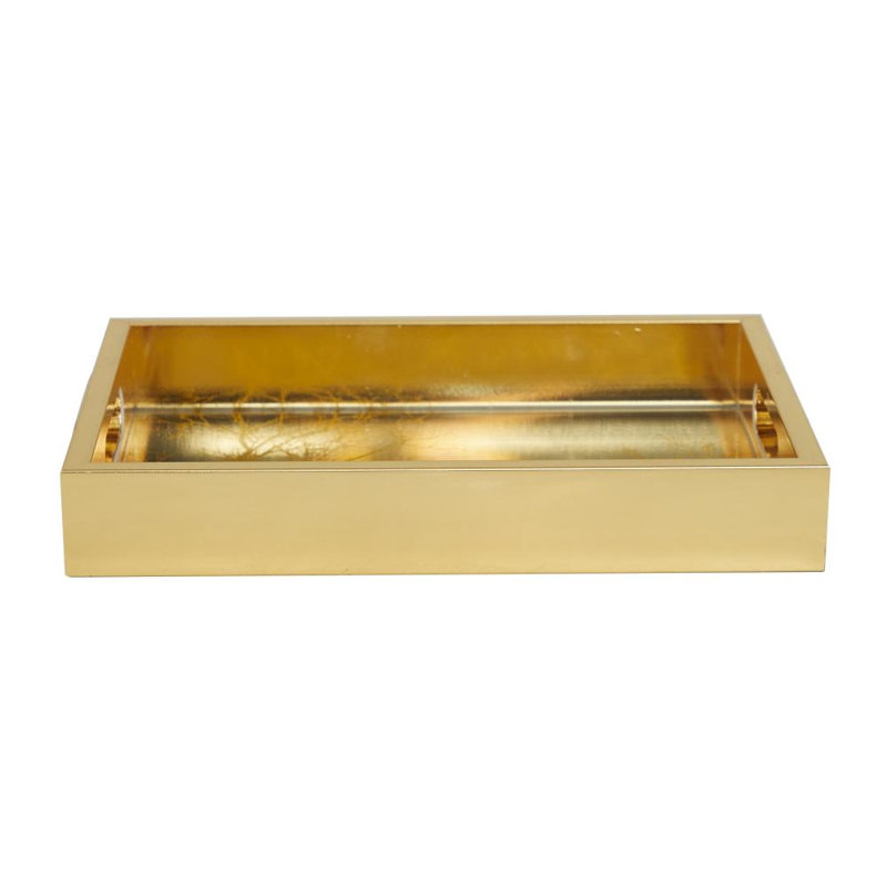 Gouse Plastic Mirrored Geometric Decor Gold Tray Set
