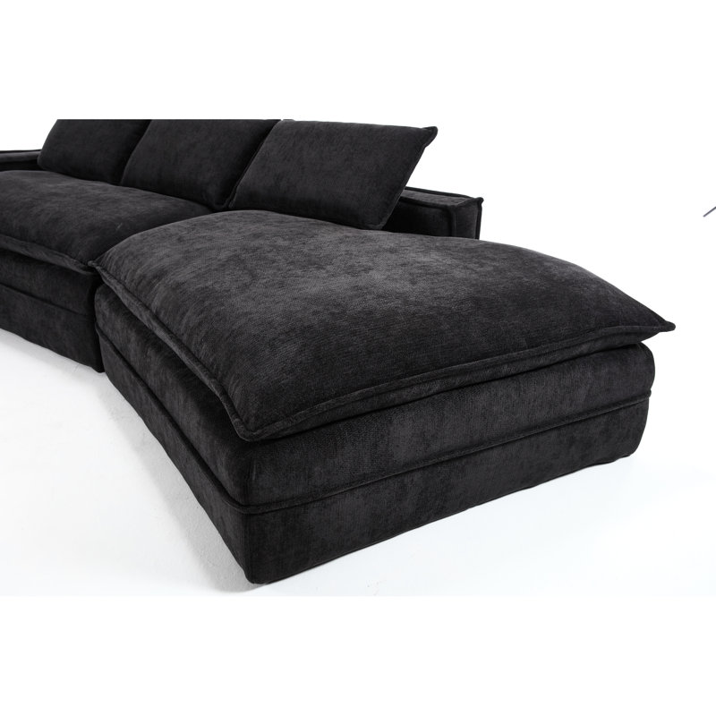 Canapé modulaire rembourré 3 places noir, Noir