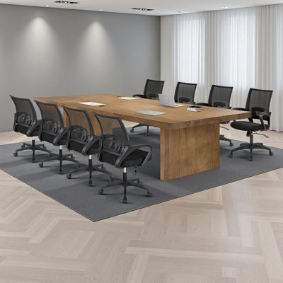 Solid Wood Conference Table and Ergonomic Office Chair Set