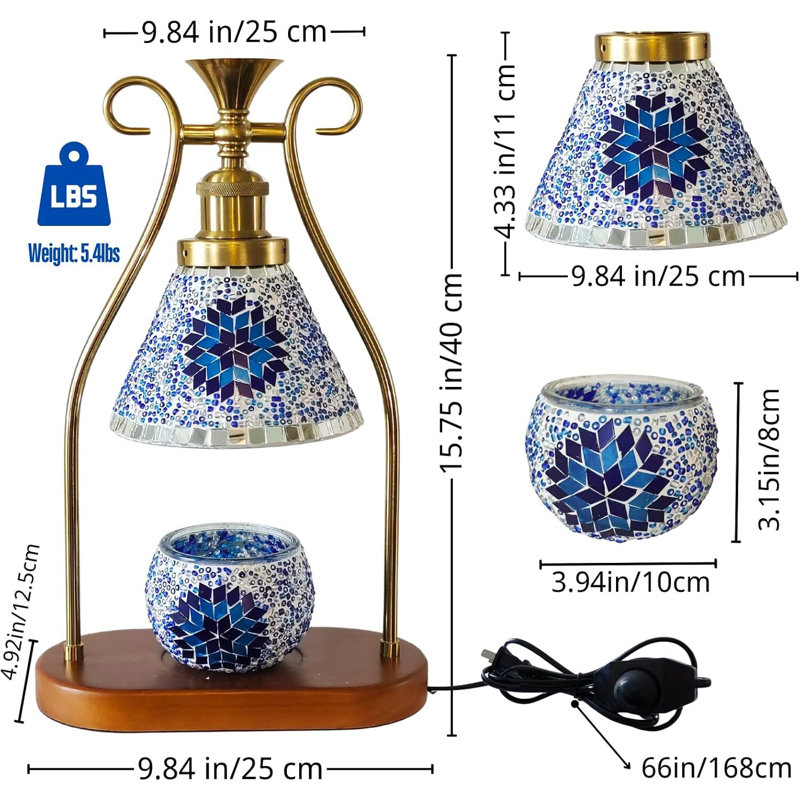 Candle Warmer Lamp Brightness Adjustable, Turkish Mosaic Table Lamp,  Antique Design Aromatherapy Wax Melt Warmer,  Mood Lighting for Home Decor