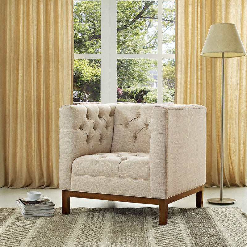 Modway Panache Mid Century Fabric Armchair, Beige Polyester Blend