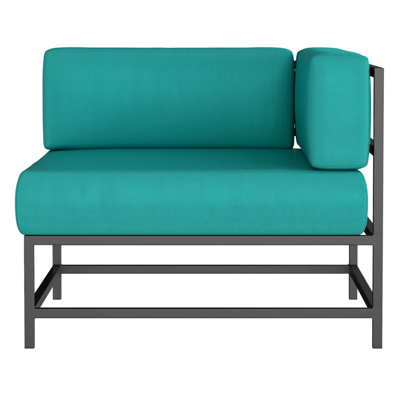 Delano Outdoor Corner Wedge Lounge Chair, Tex Gray, Canvas Aruba