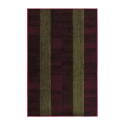 Machine Washable Checkered Brown Area Rug