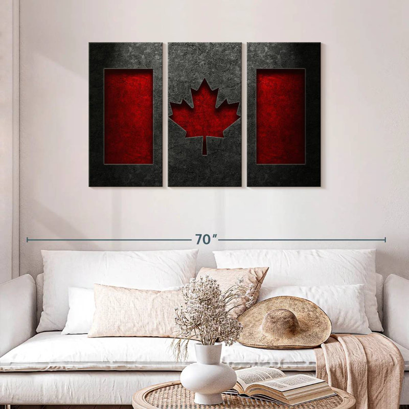 Borges Canadian Flag Stone Texture, 28" H x 45" W