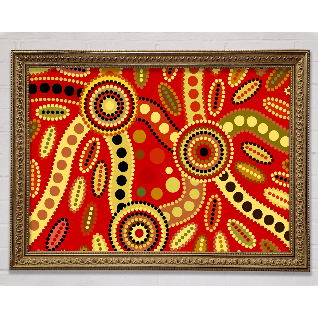 Aboriginal Red Tribal Gerahmter Druck