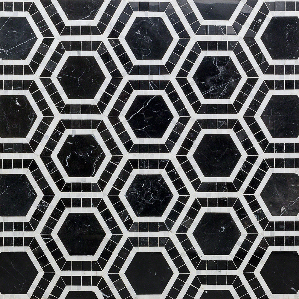 Zeta Random Sized Marble Honeycomb Mosaic Wall & Floor Tile Bond Tile 