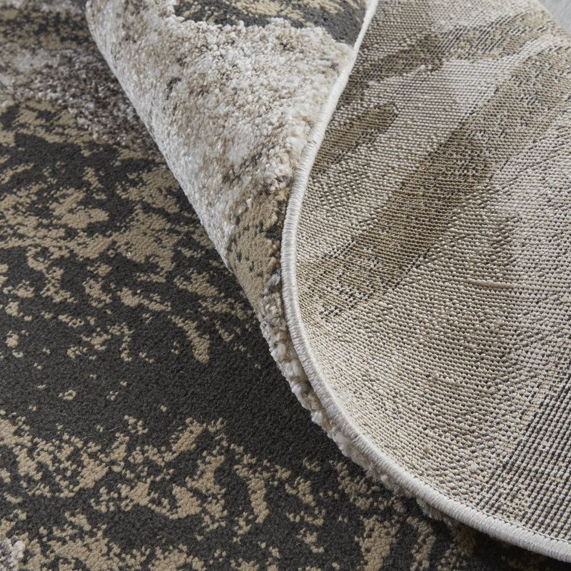 Runner Georgeann Abstract Machine Woven Gray/Brown Area Rug