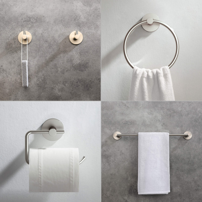 Ensemble de quincaillerie de salle de bain 5 pièces, Nickel brossé