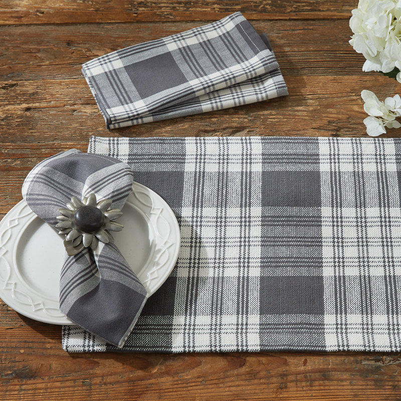  Slate Dylan Napkin Set of 4, Black Plaid